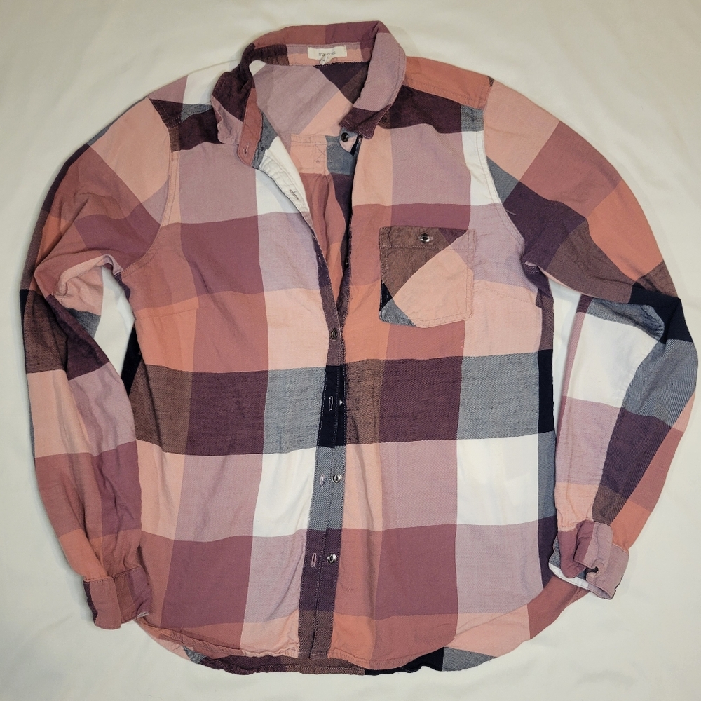 Maurices Pink and Purple Plaid Button-Down Shirt